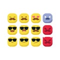 Cute emoji emoticon smiley set vector isolated