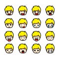 Cute emoticon blonde characters pack collection Royalty Free Stock Photo