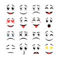 Cute emoticon emoji characters in japanese style. Royalty Free Stock Photo