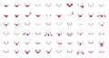 Cute emoticon emoji faces. Cartoon kawaii face expression in japanese anime character. Manga emotion kiss, cry and angry