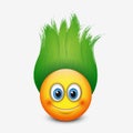 Cute emoticon with green hair - emoji - vector illustration Royalty Free Stock Photo