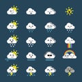 Cute emoticon icon of cloud icon, weather icons set