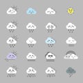 Cute emoticon icon of cloud icon, weather icons set