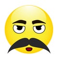 Cute Emoticon With Moustache on White Background. Isolated Vector Illustration Royalty Free Stock Photo