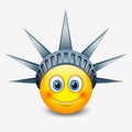 Cute emoticon wearing Statue of Liberty crown - New York - emoji - smiley - vector illustration