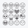 Cute emoticons and character faces icons set Royalty Free Stock Photo