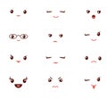 Cute emoticons with different emotions vector illustration. Vector set of emoji. Set of smiley different icons. Royalty Free Stock Photo