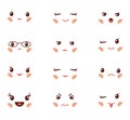 Cute emoticons with different emotions vector illustration. Vector set of emoji. Set of smiley different icons. Royalty Free Stock Photo