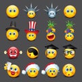 Cute emoticons set, emoji - smiley - vector illustration Royalty Free Stock Photo