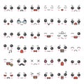 Cute emotion face in various expession, editable stroke icon set Royalty Free Stock Photo