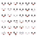 Cute emotion face in various expession, editable stroke icon set 5 Royalty Free Stock Photo