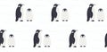 Cute emperor penguin, chick seamless pattern