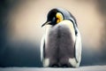 cute emperor penguin with gray backs basking in polar cold