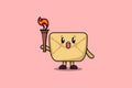 cute Envelope cartoon holding fire torch