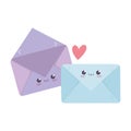 Cute envelope love hearts kawaii cartoon character