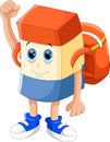 Cute eraser cartoon with backpack