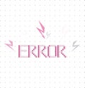 Cute error message with arrows in 8-bit style and polka dot background. Vector.