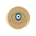 Cute esoteric magic evil eye icon vector, illustration on circle with brush texture, for social media story and highlights