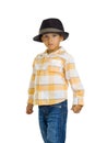 Cute eurasian boy with hat