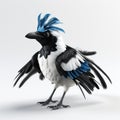 Cute Eurasian Magpie With Long Ears And Ruffled Feathers