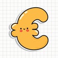 Cute Euro Sign sticker character. Vector hand drawn cartoon kawaii character illustration icon. Fun Euro Sign sticker character