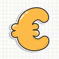 Cute Euro Sign sticker character. Vector hand drawn cartoon kawaii character illustration icon. Fun Euro Sign sticker character