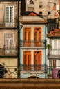 Cute european houses stuck together typical old city view colorful vintage buildings - Porto, Portugal Royalty Free Stock Photo