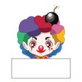 Cute evil clown with a banner