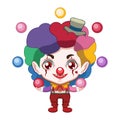 Cute evil clown juggling colorful balls Royalty Free Stock Photo