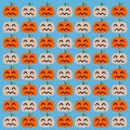 CUTE EVIL PUMPKIN HEADS ON BLUE PATTERN