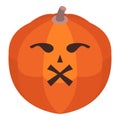 Cute evil pumpkin icon, isometric style