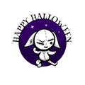 Cute evil rabbit halloween woodoo sewing toy Royalty Free Stock Photo