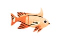 Cute exotic tropical fish. Small little aquarium water animal swimming. Sea marine fancy species with horn fin