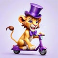 Cute face cat kitten lion tiger top hat scooter entertainer