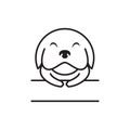 Cute face fat dog with banner line logo design, vector graphic symbol icon illustration creative idea Royalty Free Stock Photo