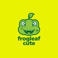 Cute face green frog leaf logo design Royalty Free Stock Photo