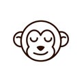 Cute face monkey animal cartoon icon thick line