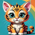 Cute face orange cat tiger kitten pet big eyes Royalty Free Stock Photo