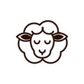 Cute face sheep animal cartoon icon thick line