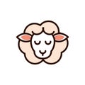 Cute face sheep animal cartoon icon