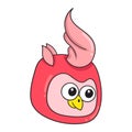 Cute faced red chick, doodle icon image kawaii