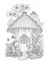 Cute Fairy Cottage Coloring Book, Kids Adult Coloring Pages