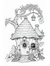 Cute Fairy Cottage Coloring Book, Kids Adult Coloring Pages