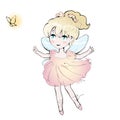 Cute fairy dancing girl, little ballerina. Vector illustration Royalty Free Stock Photo