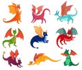 Cute Fairy Dragons Set Royalty Free Stock Photo