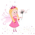 Cute fairy girl with dandelion vector background