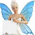 Cute Fairy holding a blank sign with room for text or copy space advertisement. Royalty Free Stock Photo