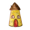 Cute fairy house watercolor illustration. Hand painted illustration can be used for cute print design for greeting Royalty Free Stock Photo