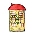 Cute fairy house watercolor illustration. Hand painted illustration can be used for cute print design for greeting Royalty Free Stock Photo
