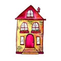 Cute fairy house watercolor illustration. Hand painted illustration can be used for cute print design for greeting Royalty Free Stock Photo